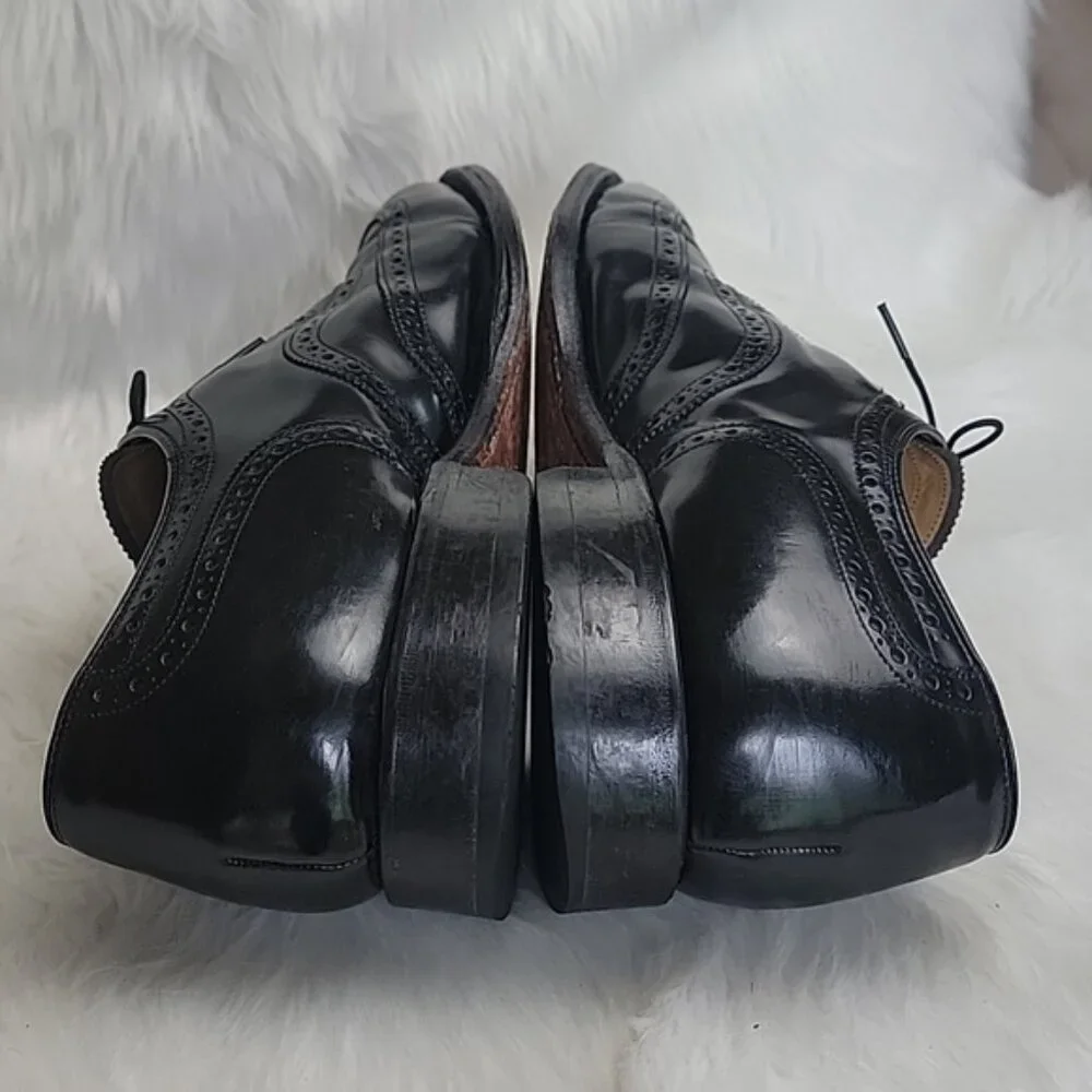 JOHNSTON & MURPHY Black Leather Wingtip Lace Up Oxford Office Formal Shoes 13D/B
